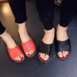 Genuine Leather Slippers First Layer Cowhide Summer Indoor Non‑Slip Home Sandals for Men Women