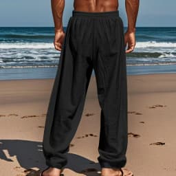 New summer men's breathable pure cotton and linen loose-fitting casual comfortable sports linen long straight pants