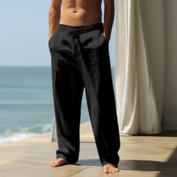 New summer men's breathable pure cotton and linen loose-fitting casual comfortable sports linen long straight pants