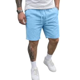 Summer Men's Linen Shorts Elastic Waist Drawstring Casual Pants for Men Beach Hawaiian Lightweight Short Outdoor Baggy Pants