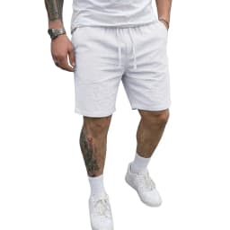 Summer Men's Linen Shorts Elastic Waist Drawstring Casual Pants for Men Beach Hawaiian Lightweight Short Outdoor Baggy Pants