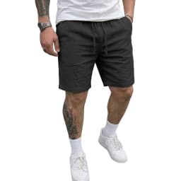 Summer Men's Linen Shorts Elastic Waist Drawstring Casual Pants for Men Beach Hawaiian Lightweight Short Outdoor Baggy Pants