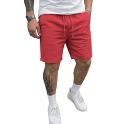 Summer Men's Linen Shorts Elastic Waist Drawstring Casual Pants for Men Beach Hawaiian Lightweight Short Outdoor Baggy Pants