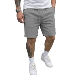 Summer Men's Linen Shorts Elastic Waist Drawstring Casual Pants for Men Beach Hawaiian Lightweight Short Outdoor Baggy Pants