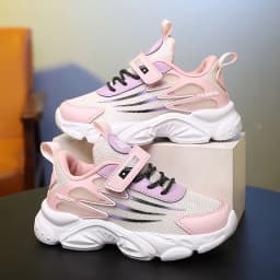 Children's Fashionable Breathable Mesh Shoes for Girls, Spring/Autumn Outdoor Sports Shoes, Anti-slip Running Shoes for Medium/L