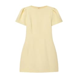 MUJER 2026 Pleated Short Dresses for Women Yellow Holiday Women's Dresses Elegant Party Dresses Woman Short Sleeve Formal Dress