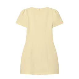 MUJER 2026 Pleated Short Dresses for Women Yellow Holiday Women's Dresses Elegant Party Dresses Woman Short Sleeve Formal Dress