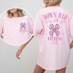 Down Bad Crying At Gym Oversized T-Shirt Retro Workout Tops Aesthetic Clothes Y2k Harajuku Graphic T Shirts High Quality Cotton