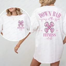 Down Bad Crying At Gym Oversized T-Shirt Retro Workout Tops Aesthetic Clothes Y2k Harajuku Graphic T Shirts High Quality Cotton