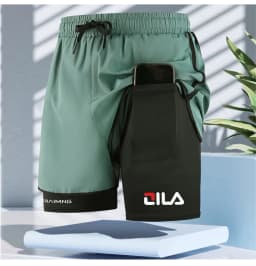 Men’s Double Layer Athletic Shorts Quick Dry Swim Trunks with Inner Liner Drawstring Breathable Sports Beach Running Pants
