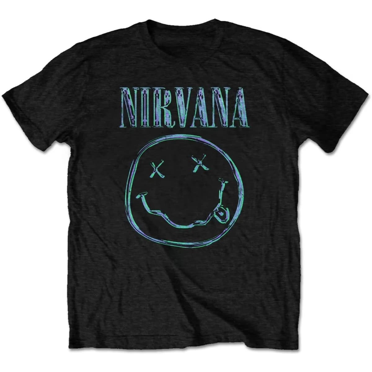 NIRVANA Smiley Face graphics 100%cotton unisex shirt 2026 Summer O-neck Men Y2k Short Sleeve Retro rock fashion Tshirt fan gift