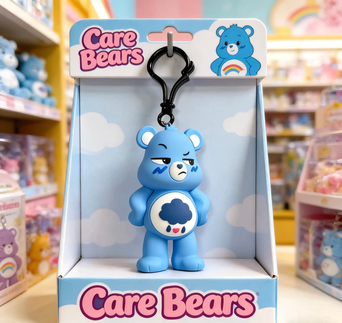 Care Bears Grumpy Bear 3D Keychain – Cute Blue Bear Bag Charm for Keys & Bags