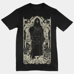 Black T-Shirt Gothic Medieval Knight Castle Print Dark Fantasy Style Suitable for Machine Washing Ideal for Medieval Events