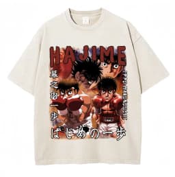 Washed Anime Hajime No Ippo Kamogawa Boxing Gym KBG T Shirt Makunouchi Takamura Novelty T Shirts Loose Cotton T-Shirt Streetwear