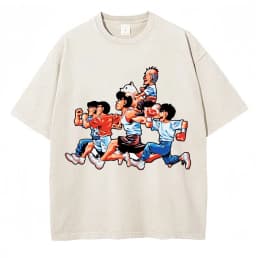 Washed Anime Hajime No Ippo Kamogawa Boxing Gym KBG T Shirt Makunouchi Takamura Novelty T Shirts Loose Cotton T-Shirt Streetwear