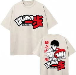Washed Anime Hajime No Ippo Kamogawa Boxing Gym KBG T Shirt Makunouchi Takamura Novelty T Shirts Loose Cotton T-Shirt Streetwear