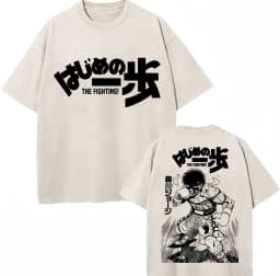 Washed Anime Hajime No Ippo Kamogawa Boxing Gym KBG T Shirt Makunouchi Takamura Novelty T Shirts Loose Cotton T-Shirt Streetwear