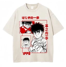 Washed Anime Hajime No Ippo Kamogawa Boxing Gym KBG T Shirt Makunouchi Takamura Novelty T Shirts Loose Cotton T-Shirt Streetwear