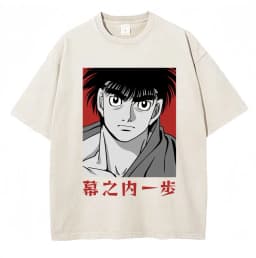 Washed Anime Hajime No Ippo Kamogawa Boxing Gym KBG T Shirt Makunouchi Takamura Novelty T Shirts Loose Cotton T-Shirt Streetwear