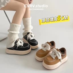Women Sneakers Casual Flat Bottom Round Toe Platform Thick-soled Shoes Spring Autumn PU Sneakers Women Fashionable Shoes Women 6