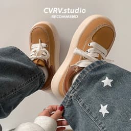 Women Sneakers Casual Flat Bottom Round Toe Platform Thick-soled Shoes Spring Autumn PU Sneakers Women Fashionable Shoes Women 6