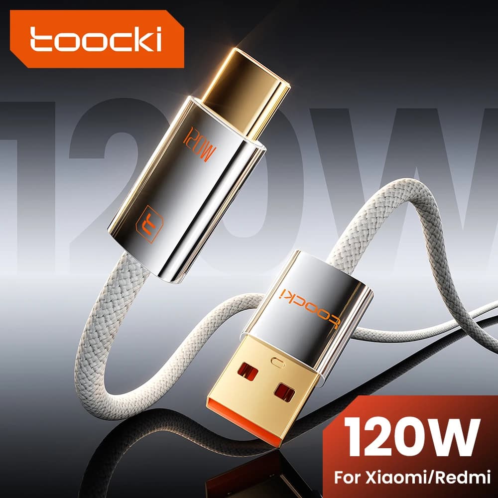Toocki 120W 6A High-Speed Turbo Fast Charge USB Type C Cable for Xiaomi Mi 15 Pro Redmi Super VOOC USB C Wire for OPPO Find Vivo