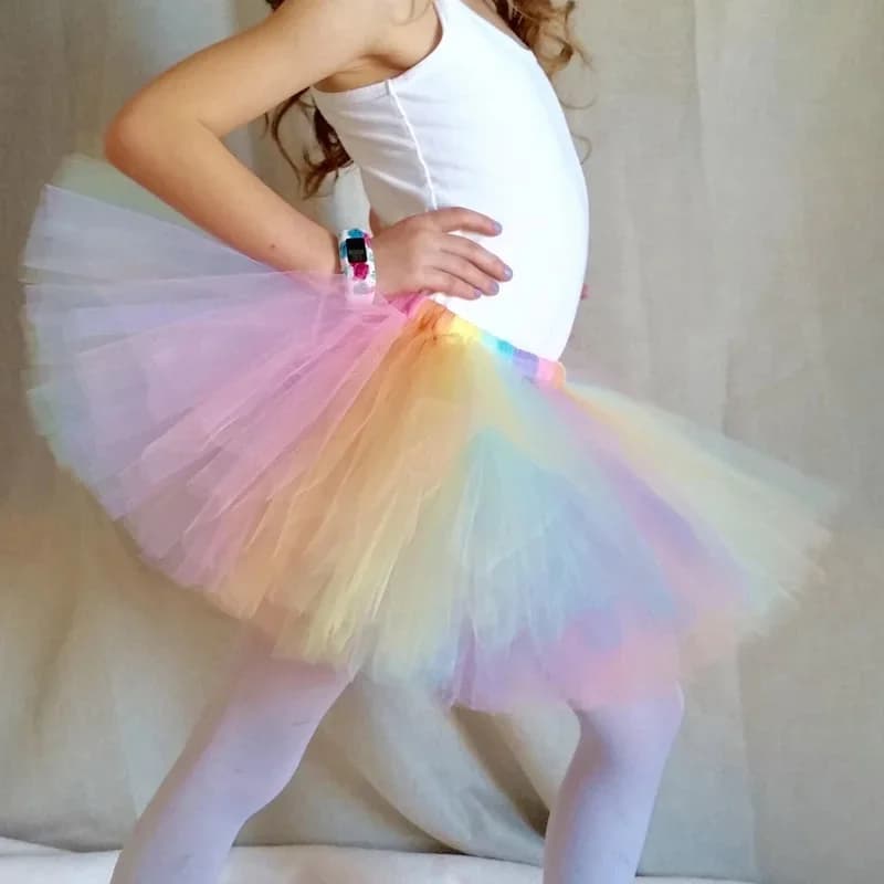 Baby Girls Pastel Tulle Skirts Kids Ballet Dance Tutu Pettiskirts with Hairbow Children Birthday Party Costume Photography Skirt