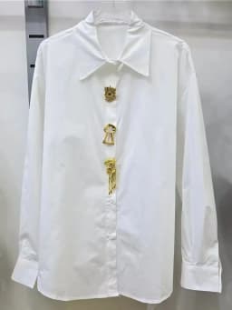 2026 Trend Oversize Removable Sparkle Glitter White Cotton Shirts Blouses Women's Long Sleeve Loose Casual Tops Woman Shirt Top