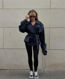 Women's Coat 2026 Autumn New Style Solid Color Long Sleeve Belted Short Trench Coat European and American Personalized Fashion