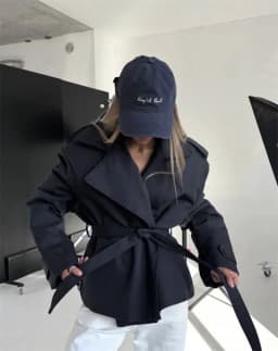Women's Coat 2026 Autumn New Style Solid Color Long Sleeve Belted Short Trench Coat European and American Personalized Fashion