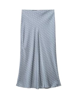 HH Women Elegant Polka Dot Satin Midi Skirt High Waist Silky Long Skirt Casual Daily Office Wear Retro Summer Streetwear
