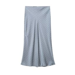 HH Women Elegant Polka Dot Satin Midi Skirt High Waist Silky Long Skirt Casual Daily Office Wear Retro Summer Streetwear