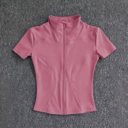 KIDCRKJ Slim Sports Women Yoga Coat Short Sleeve Zipper Tops Female Cycling Running Outfit Clothes Summer Sport Jacket