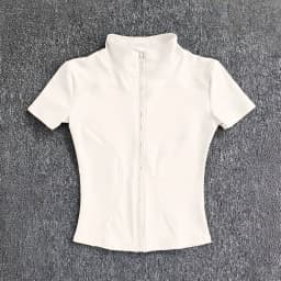 KIDCRKJ Slim Sports Women Yoga Coat Short Sleeve Zipper Tops Female Cycling Running Outfit Clothes Summer Sport Jacket