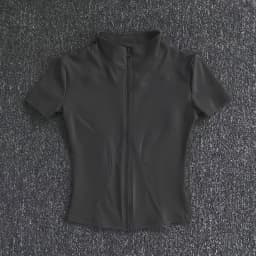 KIDCRKJ Slim Sports Women Yoga Coat Short Sleeve Zipper Tops Female Cycling Running Outfit Clothes Summer Sport Jacket