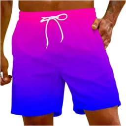 Men's Sweat Absorbing and Breathable Beach Shorts, Suitable for Rainbow Colored Men's Swimming Pants, Popular