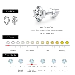 MODIAN D Color Oval Moissanite Heart Screw Helix Earrings Cartilage 925 Sterling Sliver Stud Earrings For Women Fine Jewelry
