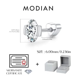 MODIAN D Color Oval Moissanite Heart Screw Helix Earrings Cartilage 925 Sterling Sliver Stud Earrings For Women Fine Jewelry
