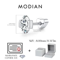 MODIAN D Color Oval Moissanite Heart Screw Helix Earrings Cartilage 925 Sterling Sliver Stud Earrings For Women Fine Jewelry