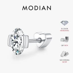 MODIAN D Color Oval Moissanite Heart Screw Helix Earrings Cartilage 925 Sterling Sliver Stud Earrings For Women Fine Jewelry