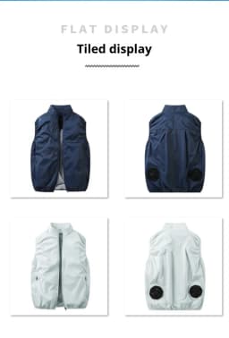 Plus Size S-6XL Cooling Fan Vest, 5V Dual Fan Ice Air Conditioned Jacket, Blue White Summer Cool Workwear for Men Women