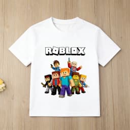 Roblox Cartoon Character Printed Cotton T Shirt for Boys Short Sleeve Kids Tops Soft Childrens T Shirt Roblox Game Tee