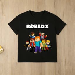 Roblox Cartoon Character Printed Cotton T Shirt for Boys Short Sleeve Kids Tops Soft Childrens T Shirt Roblox Game Tee