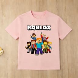 Roblox Cartoon Character Printed Cotton T Shirt for Boys Short Sleeve Kids Tops Soft Childrens T Shirt Roblox Game Tee