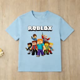 Roblox Cartoon Character Printed Cotton T Shirt for Boys Short Sleeve Kids Tops Soft Childrens T Shirt Roblox Game Tee
