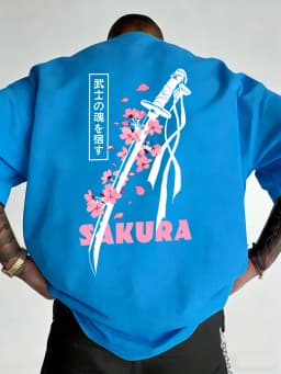 Japanese Katana Sakura Printed Cotton T-Shirts Mens Summer O-Neck Short Sleeve T Shirt Soft Oversized Tops Basic Male Clothes