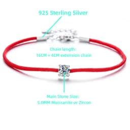TY 0.5CT 925 Sterling Silver Moissanite Bracelet For Women Men Lucky Red String Bracelet 12constellation Bracelet Fine Jewelry