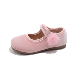 Spring Big Girls Velvet Mary Jane Shoes With Pom Pom Kids Flats Princess Dress Shoes for Party Wedding Children Flats 23-35