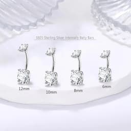Fansilver 14G 925 Sterling Silver Belly Button Rings for Women Cubic Zirconia Navel Barbell Hypoallergenic Body Piercing Jewelry