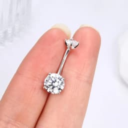 Fansilver 14G 925 Sterling Silver Belly Button Rings for Women Cubic Zirconia Navel Barbell Hypoallergenic Body Piercing Jewelry